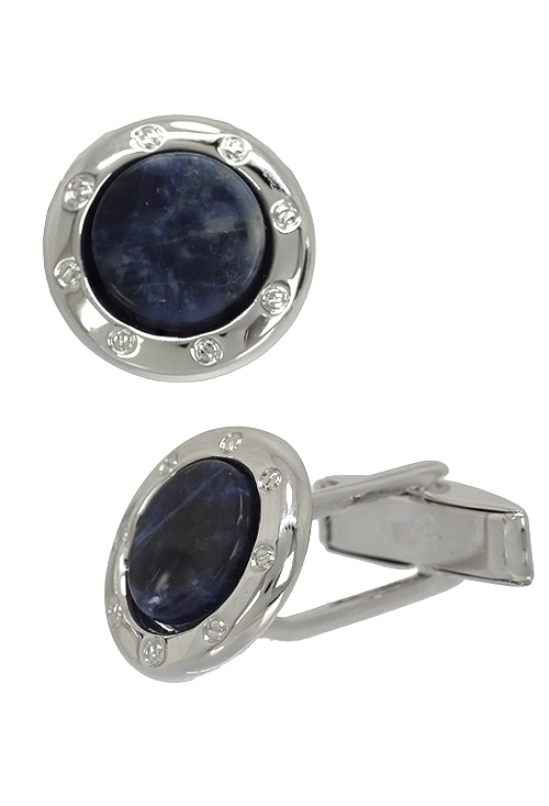 Gemelos de plata y lapislazuli "Lazo Imperial" Gemelos camisa plata y lapislazuli. 268_GP202-51 foto lateral