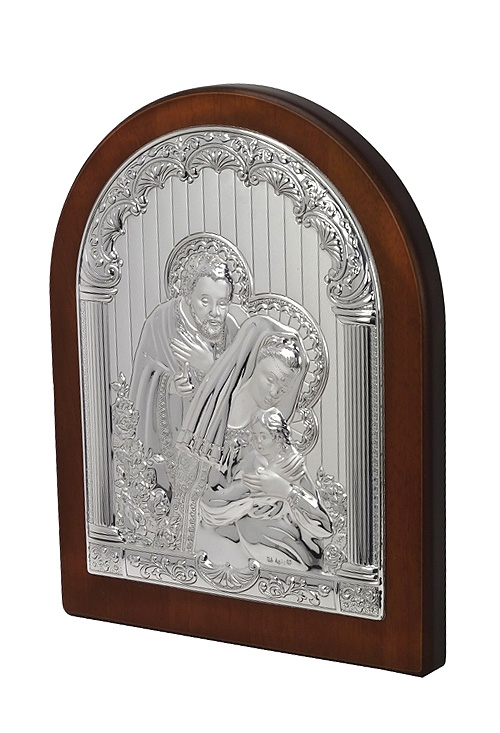 Icono Sagrada familia en plata con marco de madera venta online motivos religiosos decorativos a precios baratos 088_008047-2