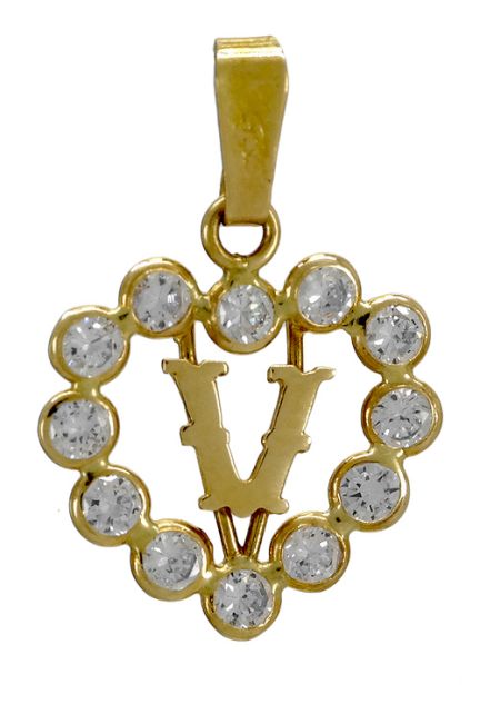 inicial V oro amarillo 18 kilates corazón de circonitas 141_01141V