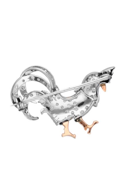 joya antigua broche de solapa gallo cuajado de diamantes y un rubi fino a modo de ojo vista trasera 038_LO-013-12-MY8_01