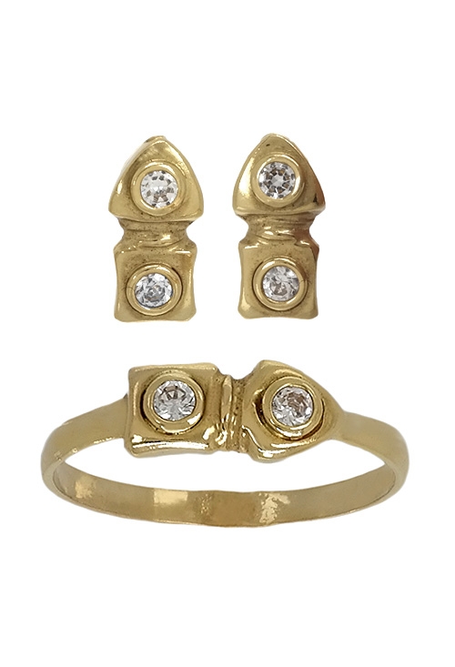 Conjunto de sortija y pendientes para bebe oro 18 ktes 140_4.043 juego de oro para recien nacida oro 18 ktes pendientes y sortija 140_4.043