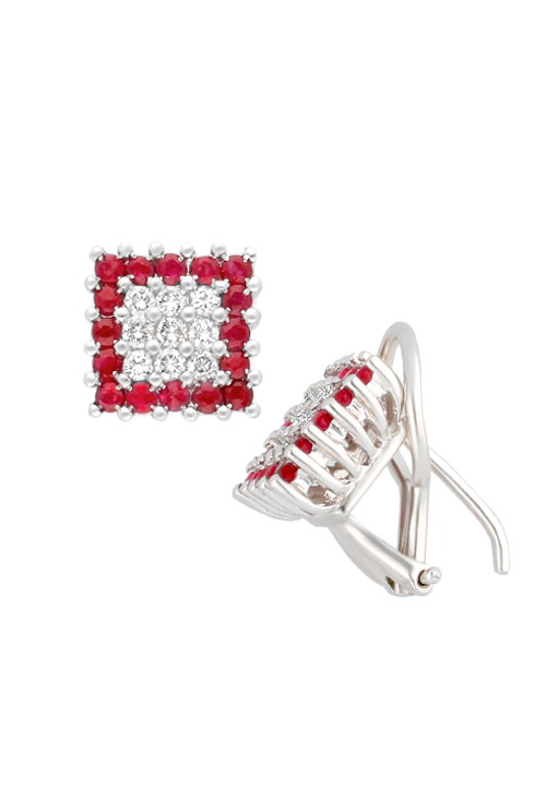 juego siortija y pendientes oro blanco 18 kilates con rubies y diamantes foto pendientes