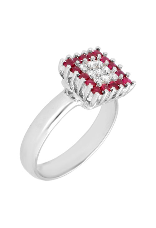 juego siortija y pendientes oro blanco 18 kilates con rubies y diamantes foto sortija