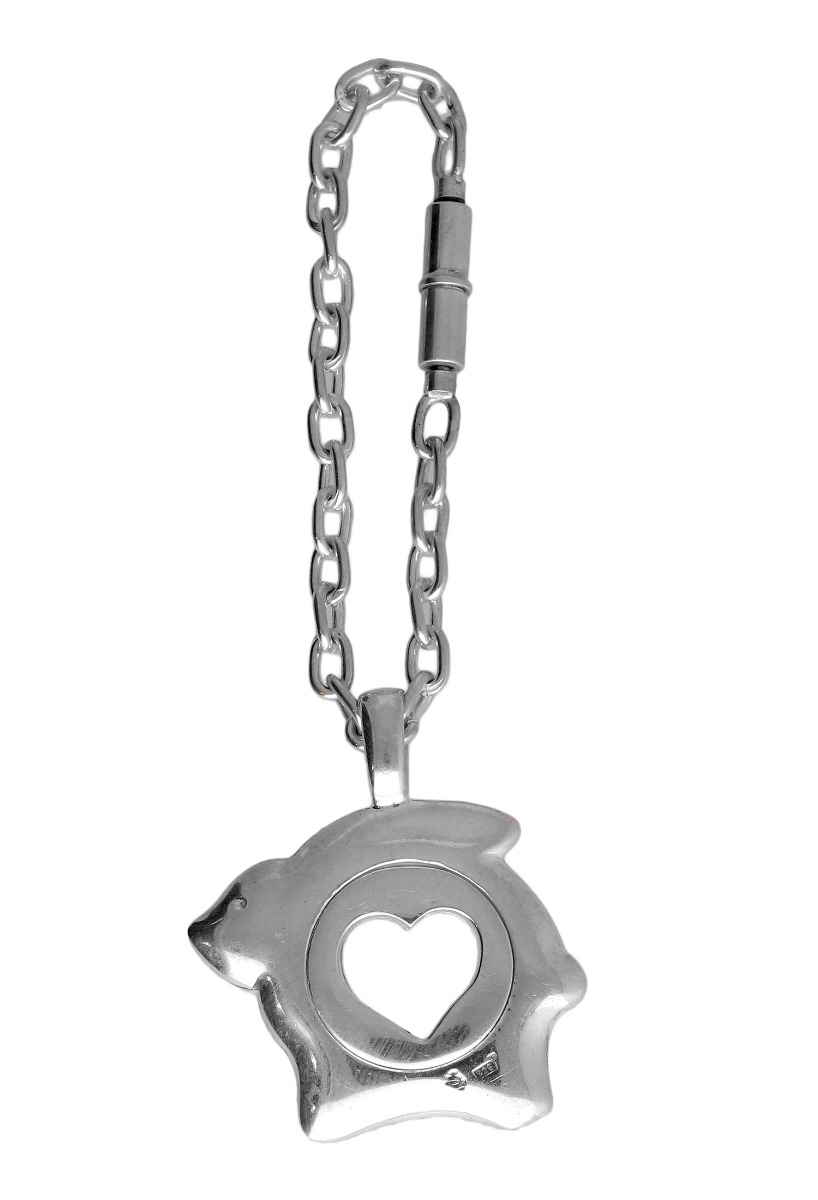 Llavero en plata de ley motivo conejo corazón calado 086_0290197CN llavero de plata antistress conejo con corazon calado que gira fotografia principal para web el rubi joyeros