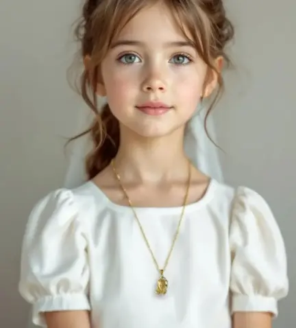 medalla de oro virgen niña comunion toma modelo