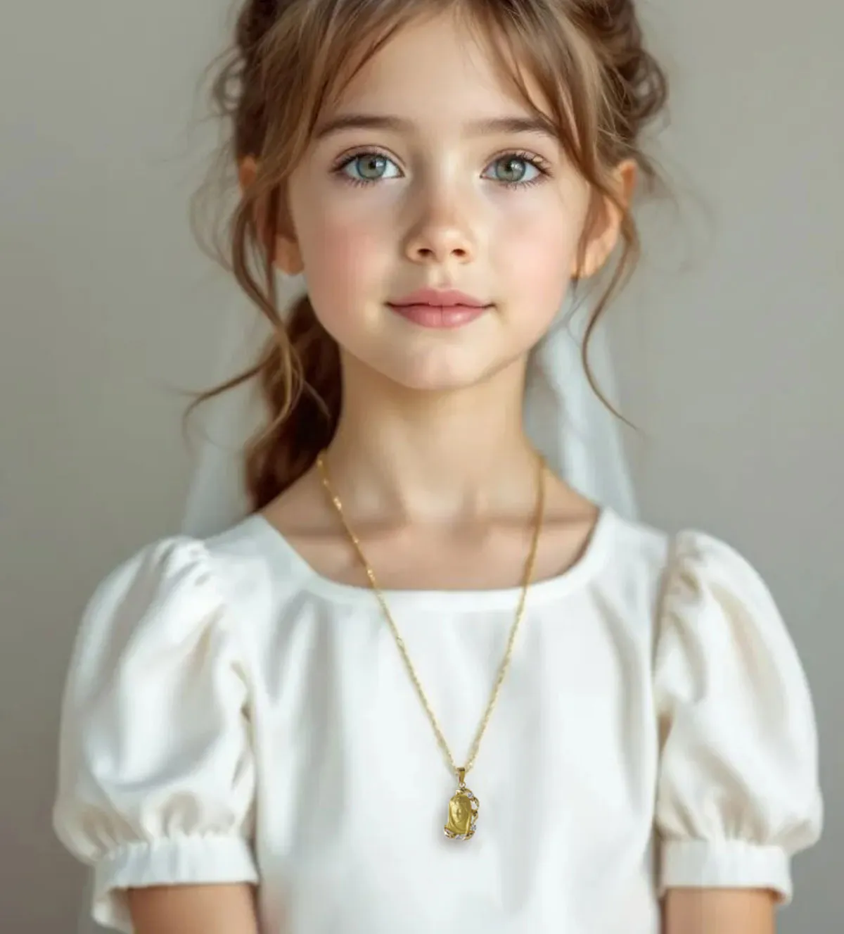 Medalla de oro Virgen Maria 037_931 medalla de oro virgen niña comunion toma modelo