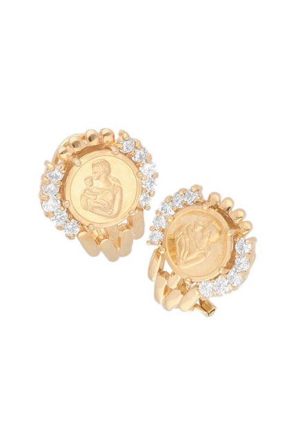 Medalla de la Madre a precios baratos, Conjunto en oro y circonitas, pendientes y sortija, 085_0113146