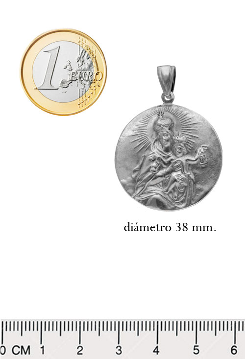 Medalla plata Virgen del Carmen 240_CARMEN-R medalla de plata de ley acabado envejecido 38 mm de diametro foto medidas para parrilla web
