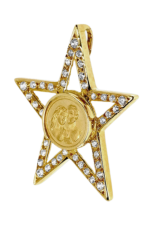 Colgante medalla del amor oro amarillo 18 ktes y circonitas. forma estrella. 001_095195 Colgante medalla del amor oro amarillo 18 ktes y circonitas forma estrella - foto 3 - rfcia.001_095195