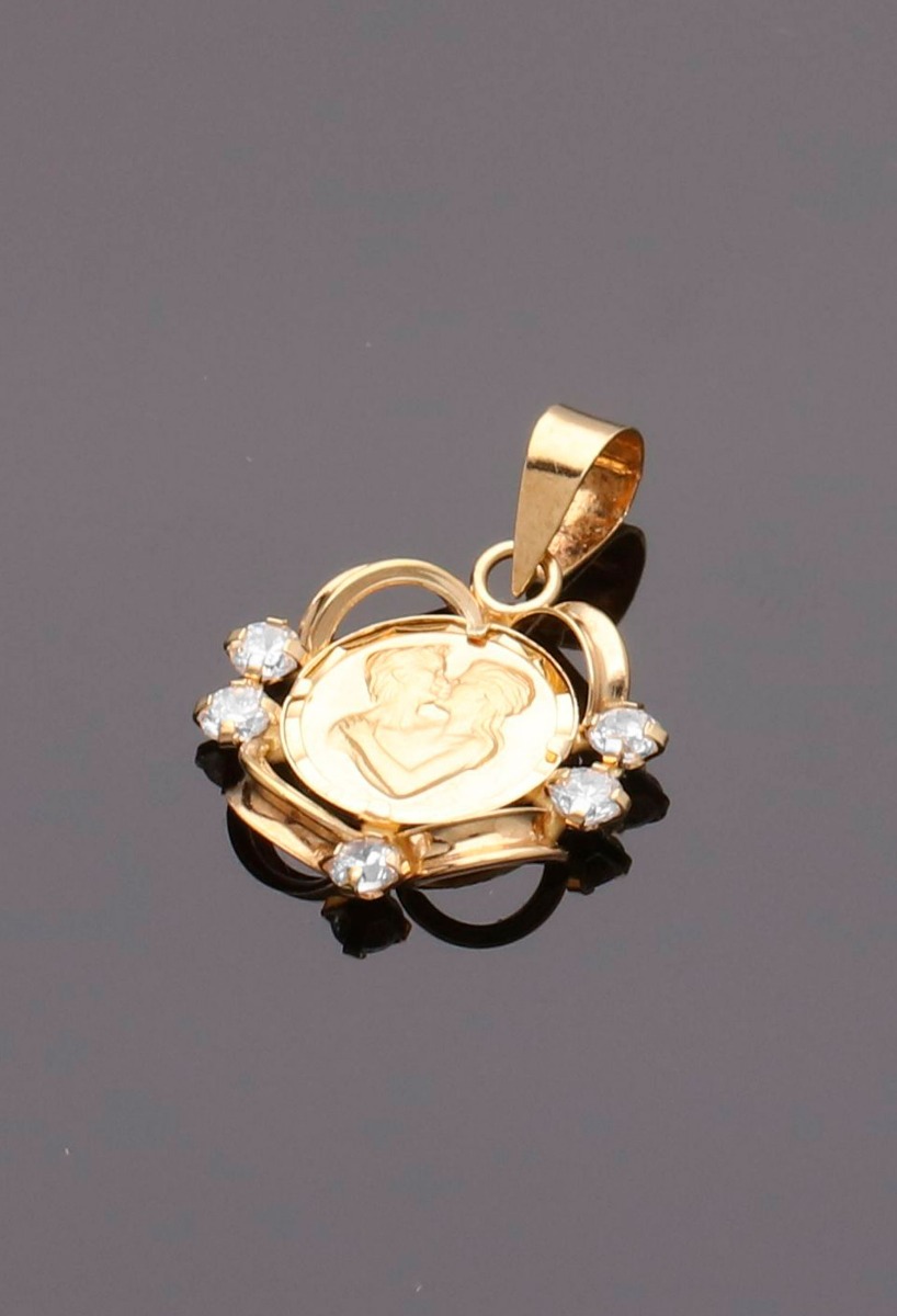 Medalla del amor colgante oro 18K 052_066 medalla del amor oro 18k y circonitas foto sin recortar