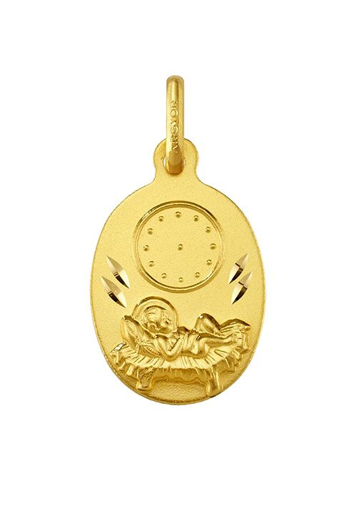 Medalla oro 18 ktes para bebé 18 K. 045_1416413-04 medalla oro para bebe vista frontal