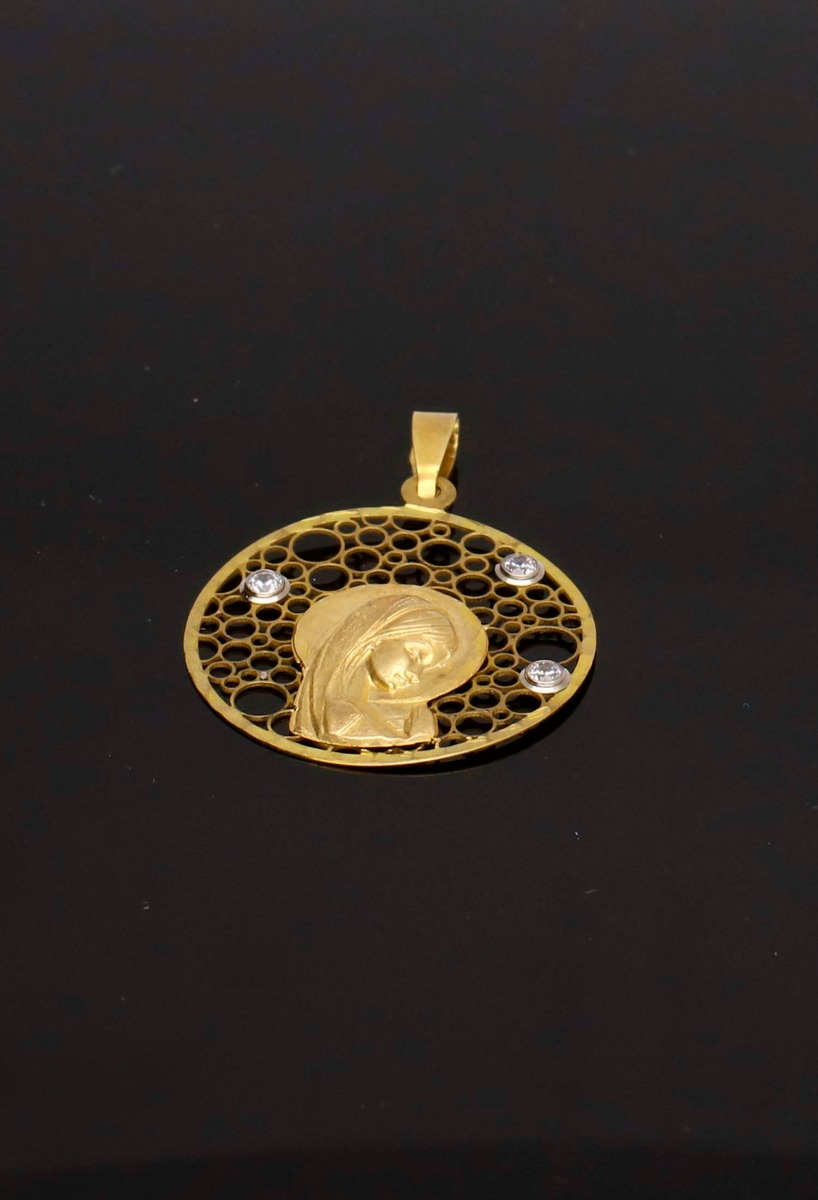 Medalla religiosa oro 18 ktes Virgen Niña 243_000-05976 medalla oro 18 ktes virgen niña calado circulos vista sin recortar