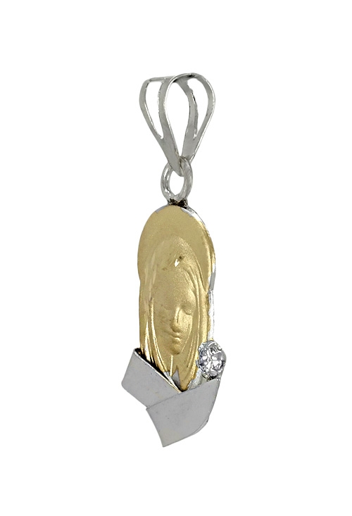 Medalla plata y oro Virgen Niña perfil