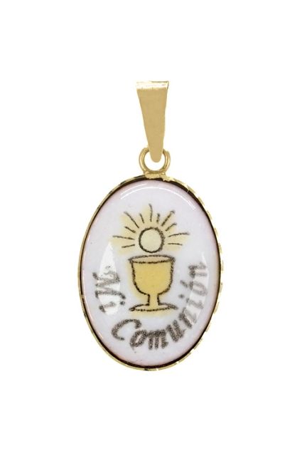 medalla oro y porcelana 1ª comunion 8594