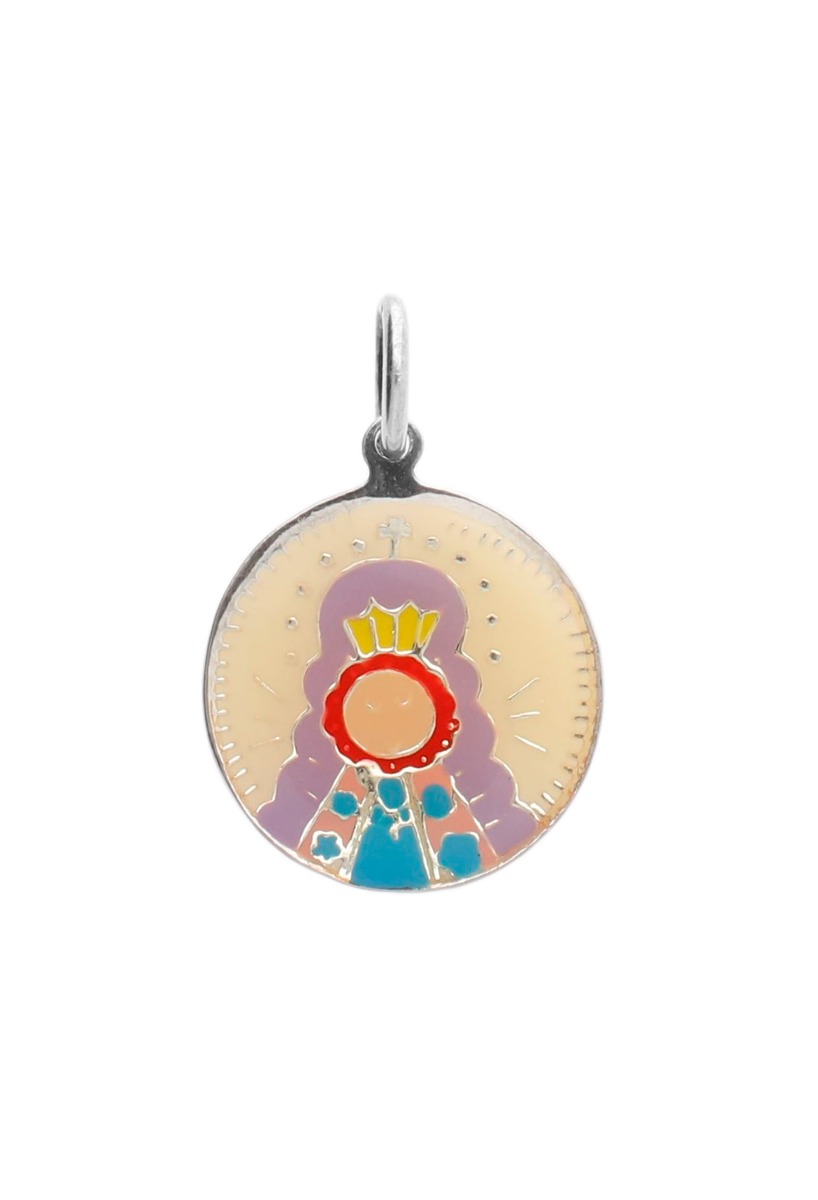 Medalla plata para niña Virgen del Rocio 240_MP-14E-B medalla de plata con esmalte coleccion porfi vista principal vista principal