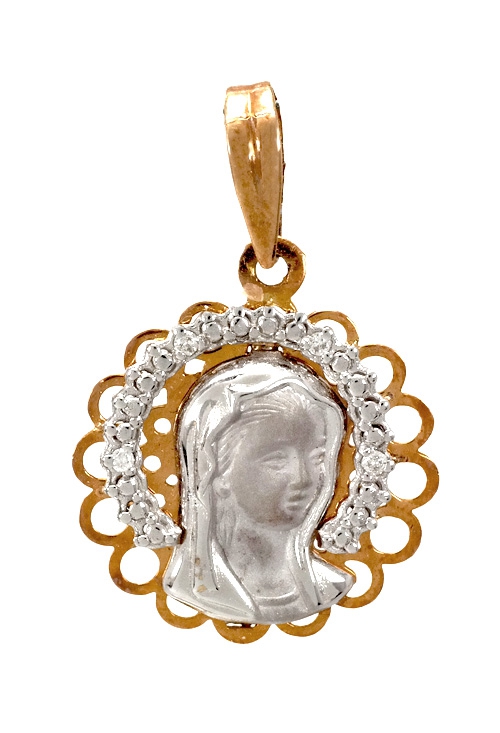 Medalla religiosa oro 18k y diamantes Virgen Niña.