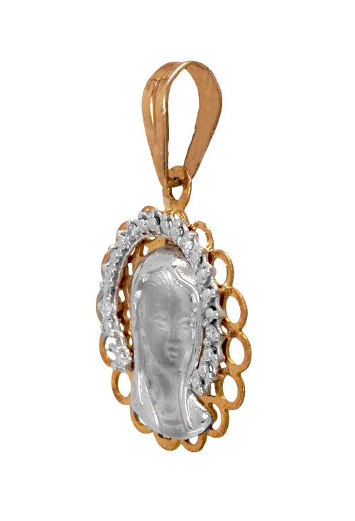 medalla religiosa oro 18 kilates Virgen Niña primera comunion 001_4075147-06 vista lateral