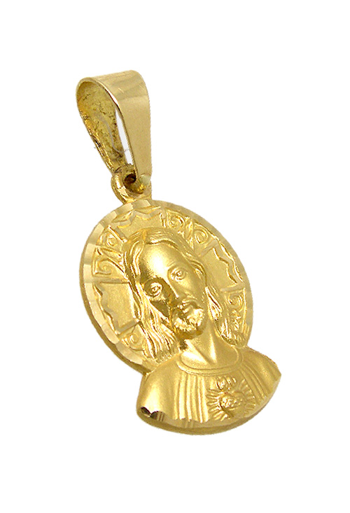 Medalla religiosa Sagrado Corazón, oro amarillo. 001_014033