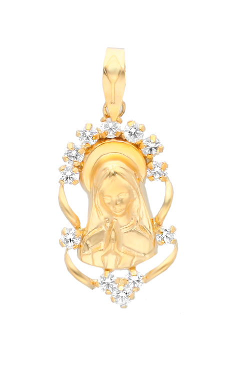 medalla virgen nina oro 18k y circonitas toma frontal 002_80208CG
