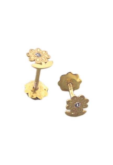 Pendientes dormilona oro 1ª ley 750 mmas. (18 k.) con piedras oro amarillo rfcia.234_2036