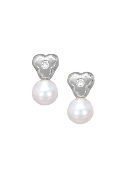pendientes para recien nacida perla cultivada con diamantes montados en oro blanco de 18 kilates vista frontal 095_463372-TR-P-B