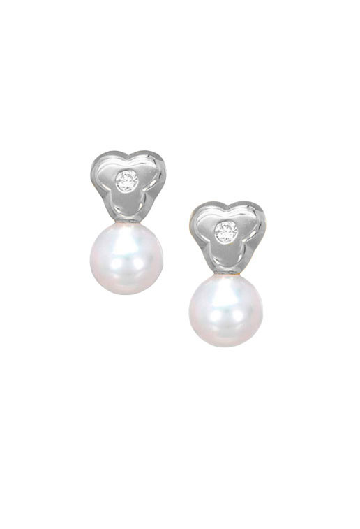 pendientes para recien nacida perla cultivada con diamantes montados en oro blanco de 18 kilates vista frontal 095_463372-TR-P-B