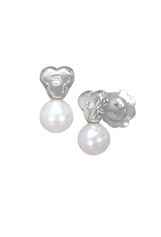 pendientes para recien nacida perla cultivada con diamantes montados en oro blanco de 18 kilates vista lateral 095_463372-TR-P-B_01