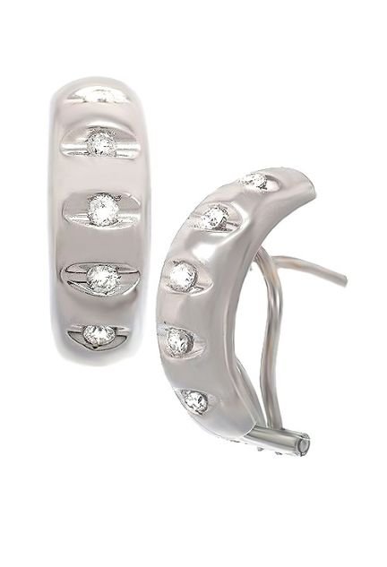 aretes de oro blanco 18 kilates con diamantes cierre omega precio barato en joyeria online