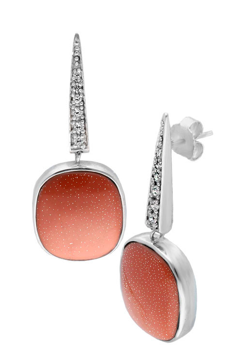 Pendientes largos en plata con circonitas y venturina marrón 103_NSE737A-4 pendiente largo plata y venturina marron lateral 103_NSE737A-4_01