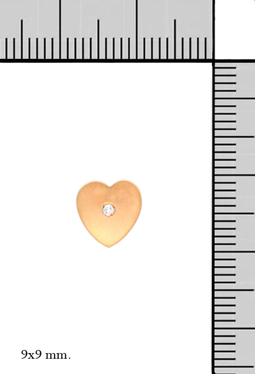 pendiente oro amarillo 18 kilates con diamante forma corazon acabado mate foto con medidas 037_11441207_M