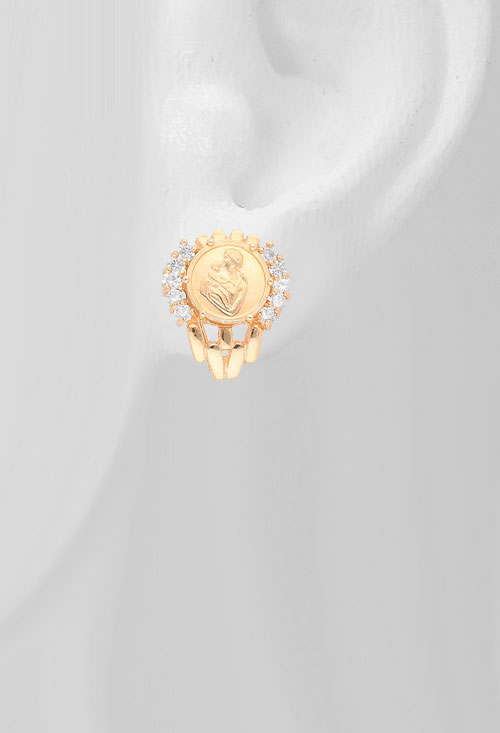 Pendientes de oro con circonitas día de la madre 085_0113146-2 pendiente oro amarillo 18 kilates medalla de la madre precio barato joyeria online 085_0113146-2_03