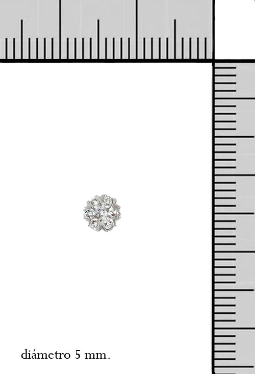 pendiente oro blanco 18 kilates con diamantes tipo roseta foto medida real precio barato en joyas online 243_247-00186_medida