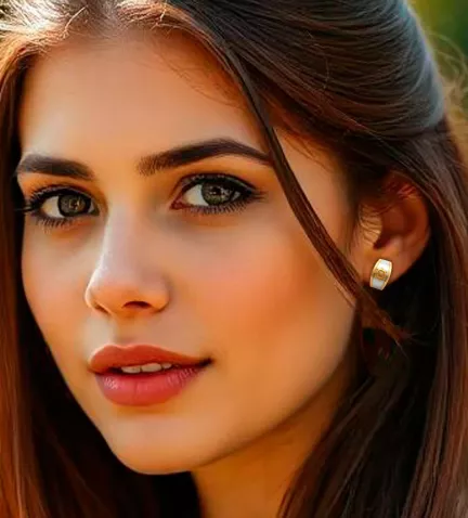 pendientes de acero y oro TIMON foto con modelo IA