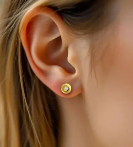 pendientes de oro 18k con brillante chatones 036 T81061 10