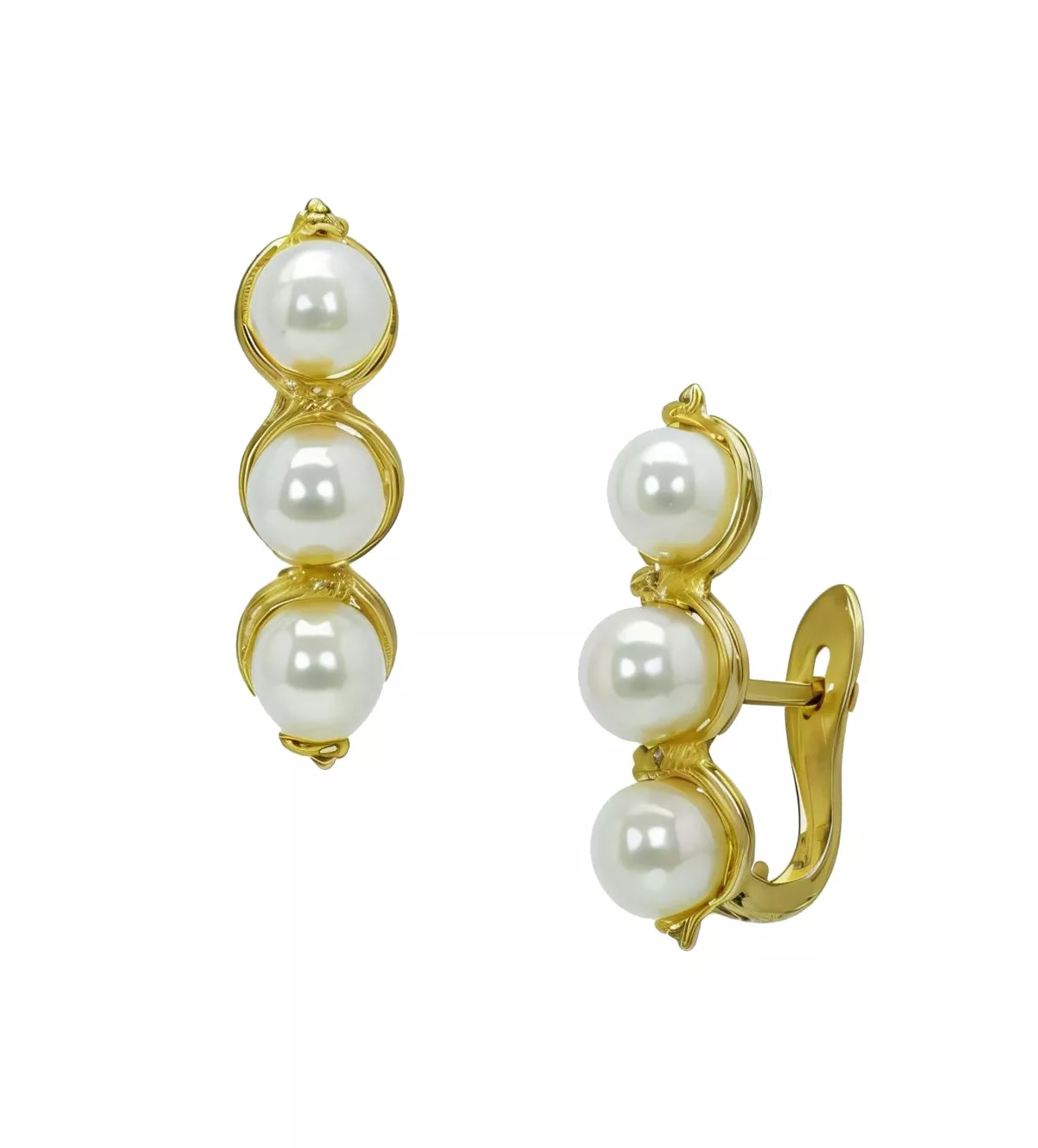 Pendientes de oro 18k y perlas "Tres Deseos" Pendientes de oro 18k y perlas "Tres Deseos" - Imagen 2