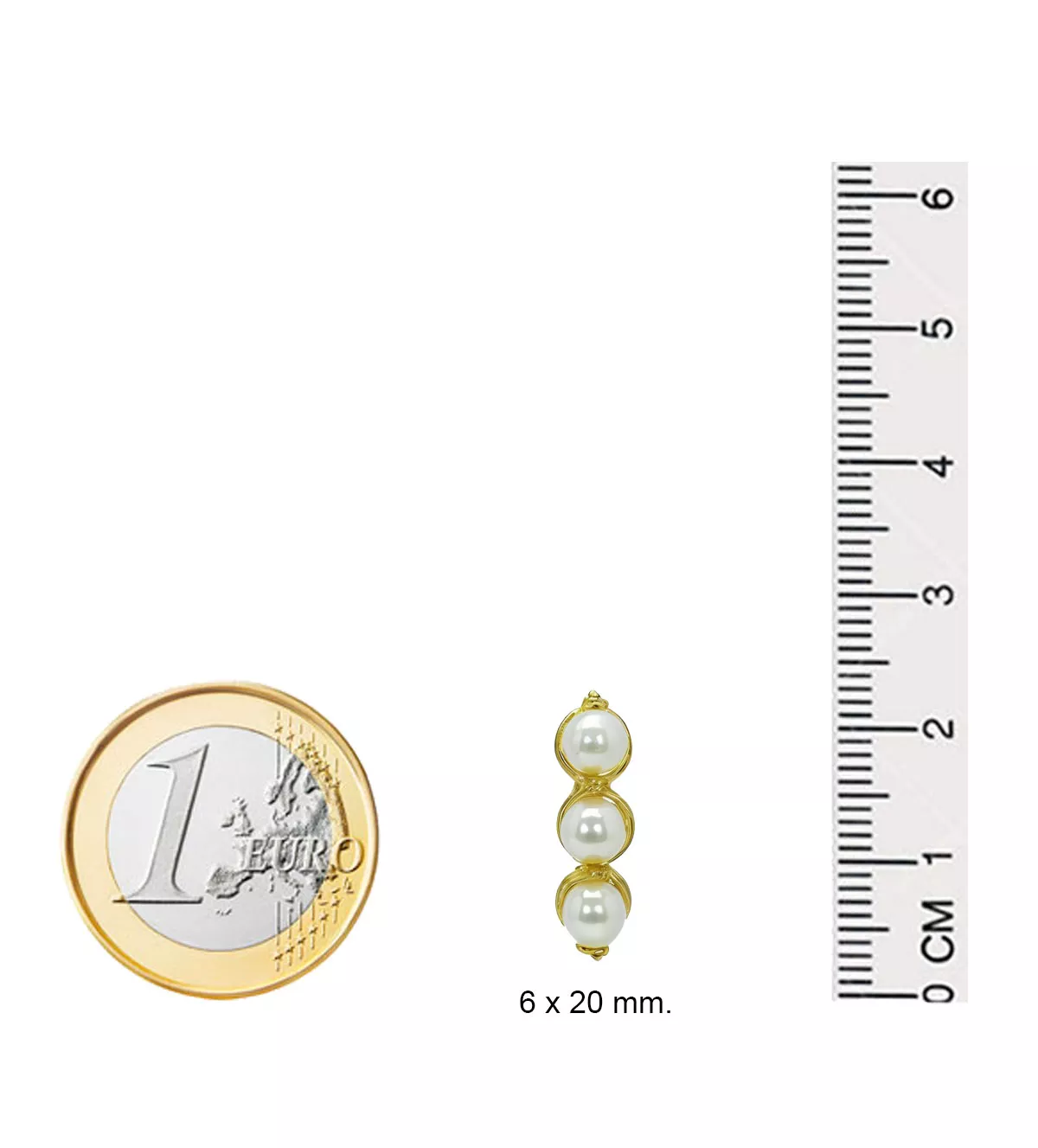 Pendientes de oro 18k y perlas "Tres Deseos" pendientes de oro 18k y perlas cultivadaas Tres Deseos vista con medidas