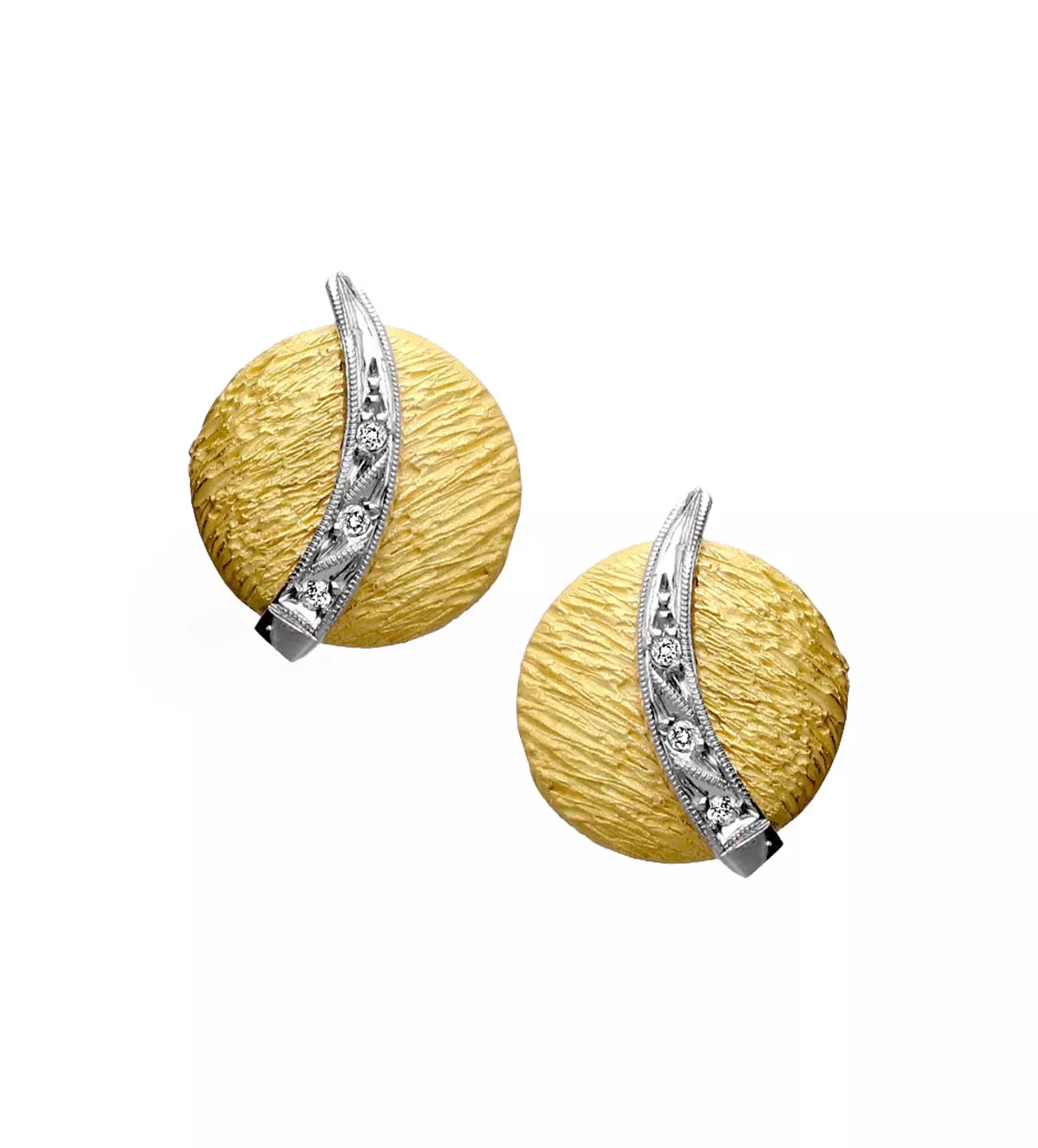 pendientes de oro bicolor 18k bolidos foto frontal