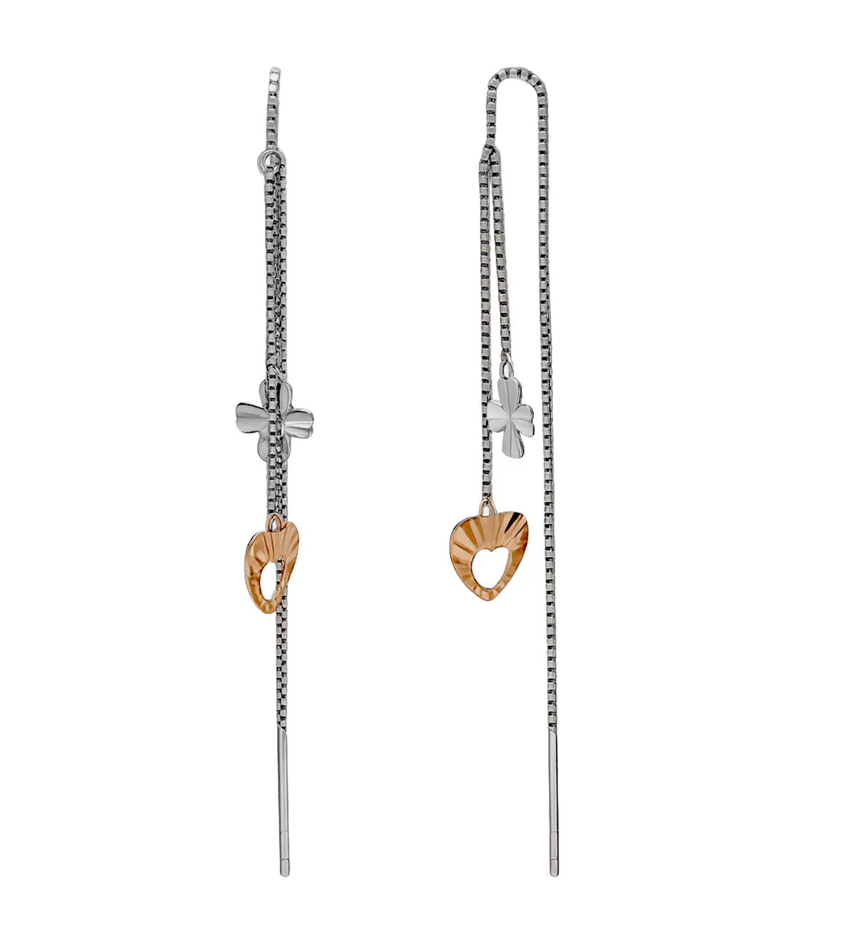 Pendientes de oro bicolor 18 ktes 100_C1020 pendientes-de-oro-bicolor-18k-cadena-veneciana-100_C1020