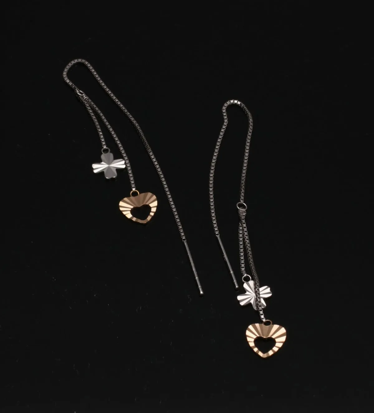 Pendientes de oro bicolor 18 ktes 100_C1020 pendientes-de-oro-bicolor-18k-cadena-veneciana-100_C1020 toma sin retoque