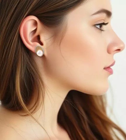 pendientes gota de luna foto con modelo IA