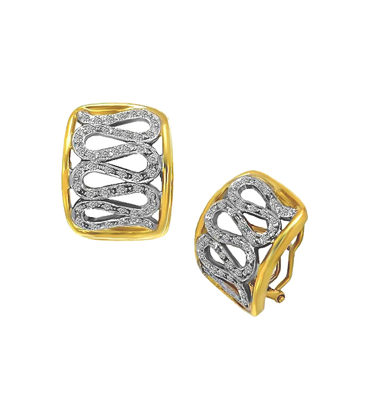 Pendientes de oro bicolor 18k con diamantes 160_0410774 pendientes de oro bicolor con diamantes vista principal