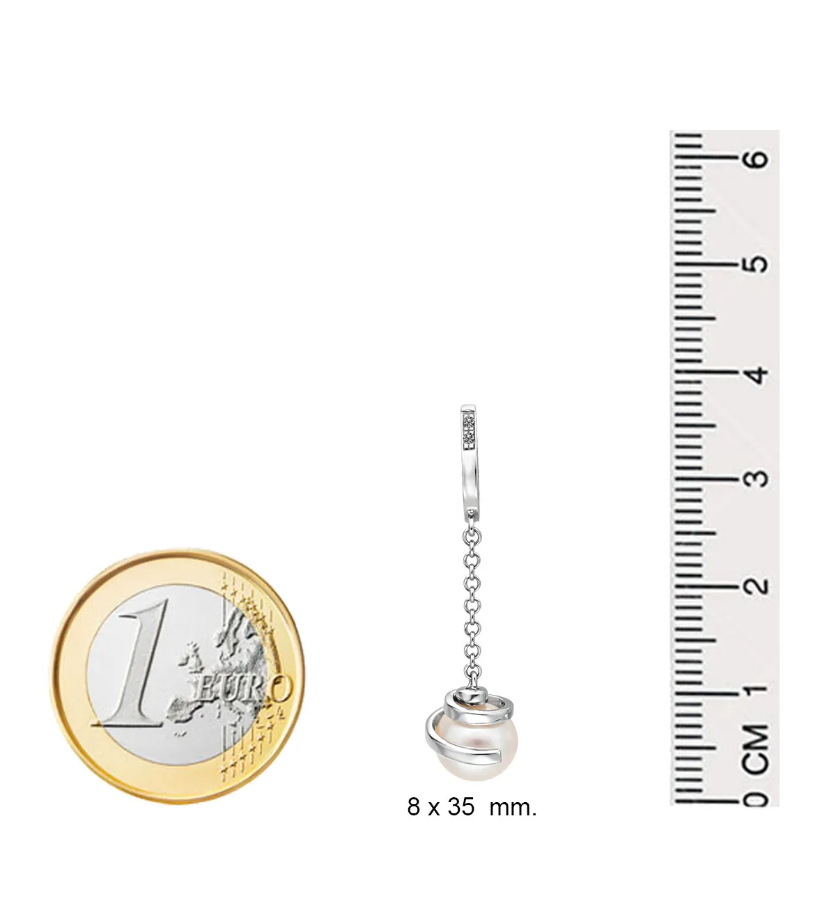 Pendientes de oro largos con perlas y diamantes 100_6588E pendientes de oro blanco 18k con diamantes naturales y perlas cultivadas 100_6588E_M