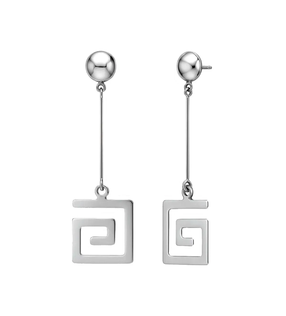 Pendientes de oro blanco 18k motivo greca 067_P000100038 pendientes-de-oro-blanco-18ktes-espiral-cuadrada-067_P000100038