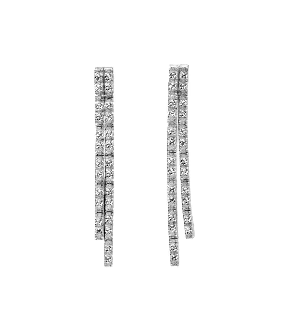 pendientes de oro blanco con diamantes doble aura