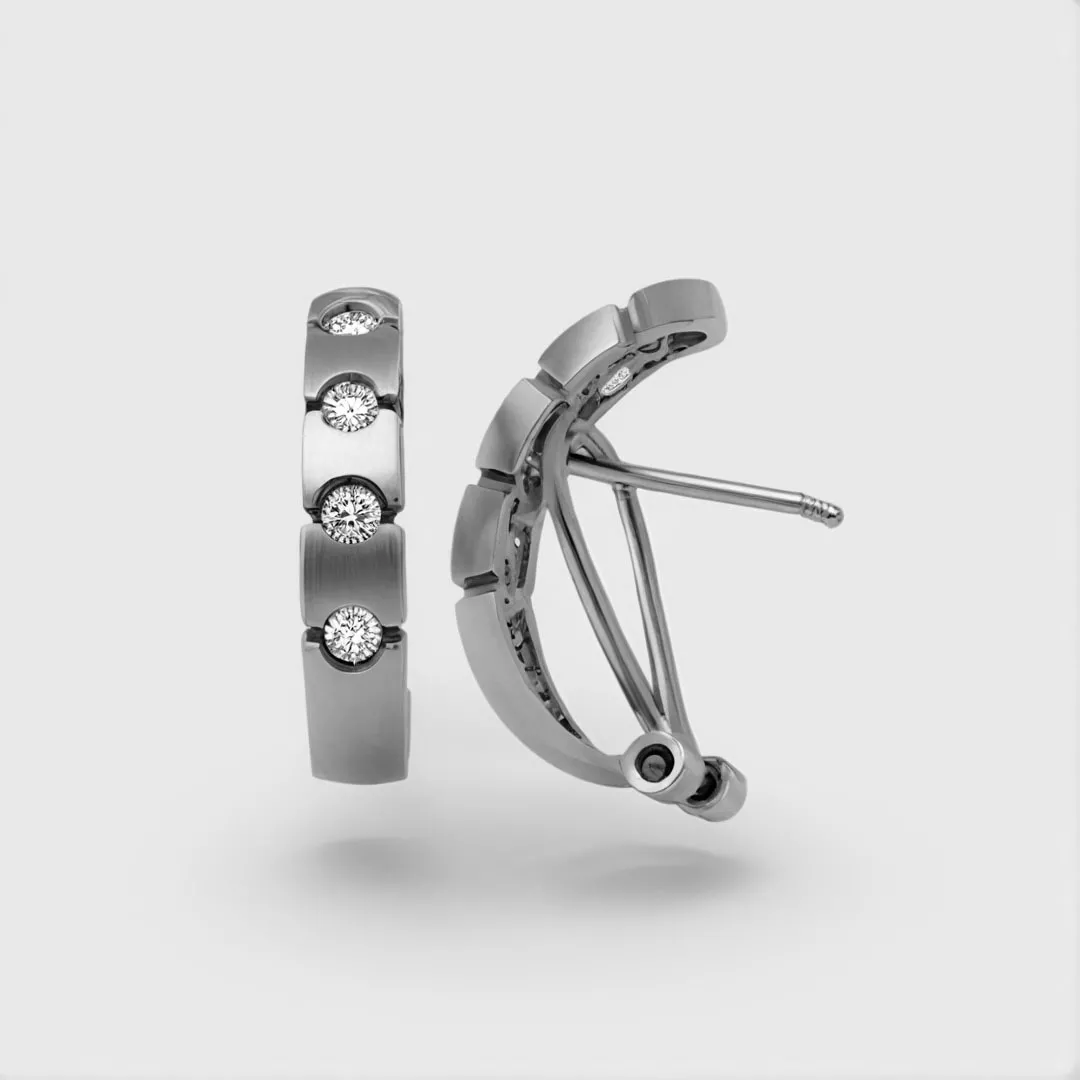 Pendientes de oro blanco y diamantes "Damon and Co" pendientes de oro blanco Damon and Co foto modelo IA