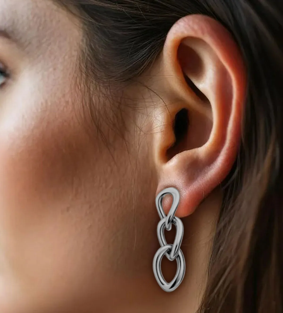 Pendientes de oro blanco 18k 167_B1977-PB pendientes de oro blanco eslabones 167_B1977-PB modelo mujer