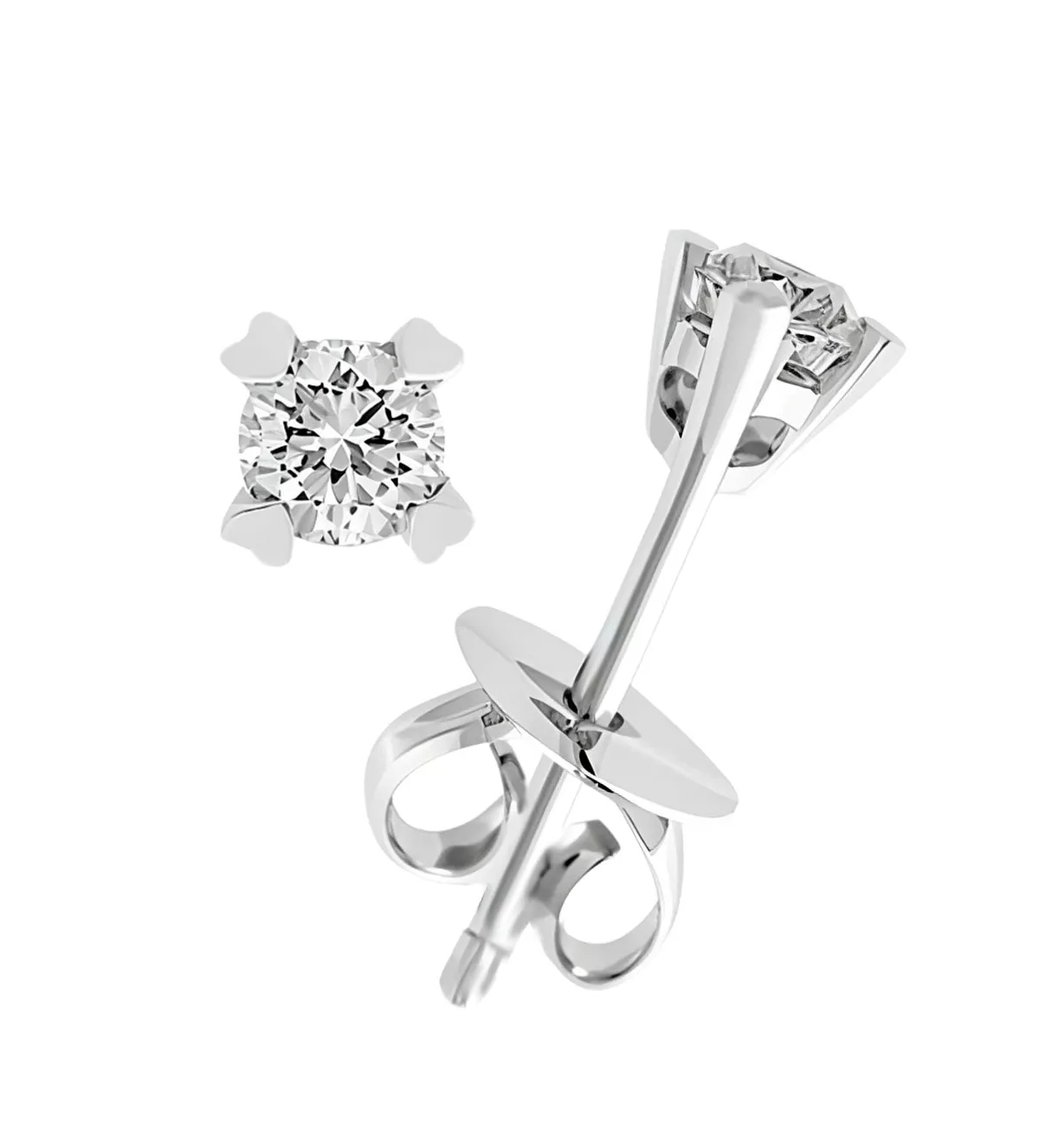 Pendientes de oro blanco 18k con diamante "Aura Brillante" 048_ER012913-3-118 pendientes de oro blanco con diamantes en garras fotografia con toma lateral