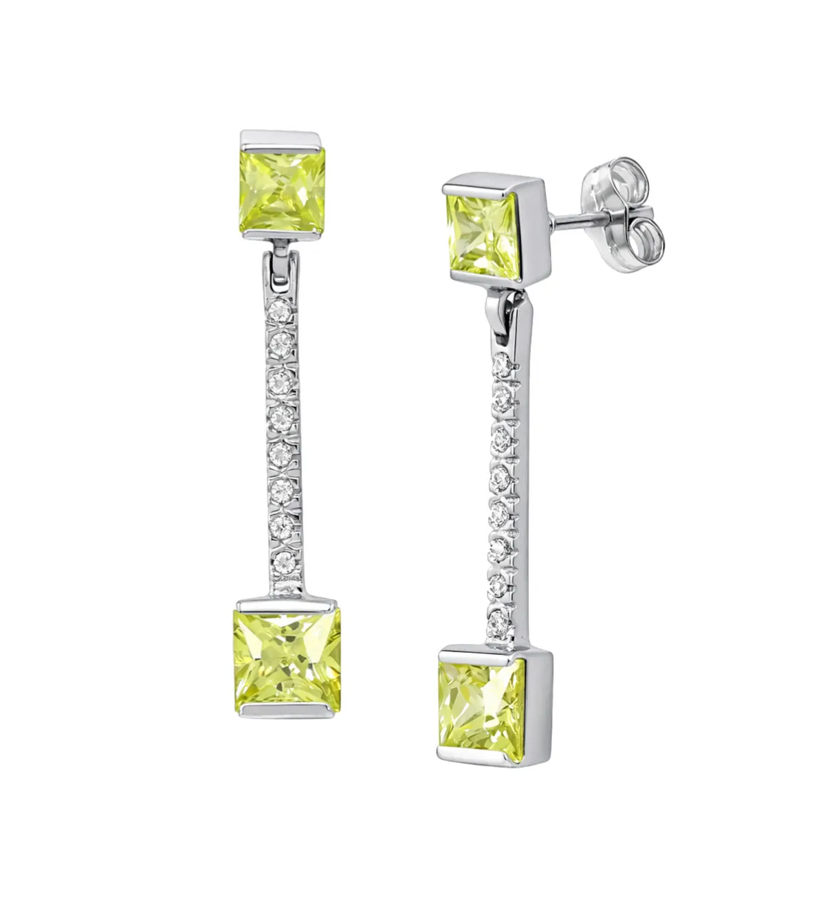 Pendientes de oro blanco olivinas y circonitas 146_1085-B pendientes de oro blancon con circones y olivinas 146_1085-B