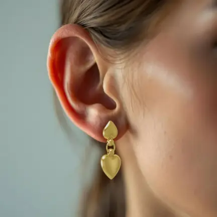 pendientes de oro corazones 037_173 modelo mujer