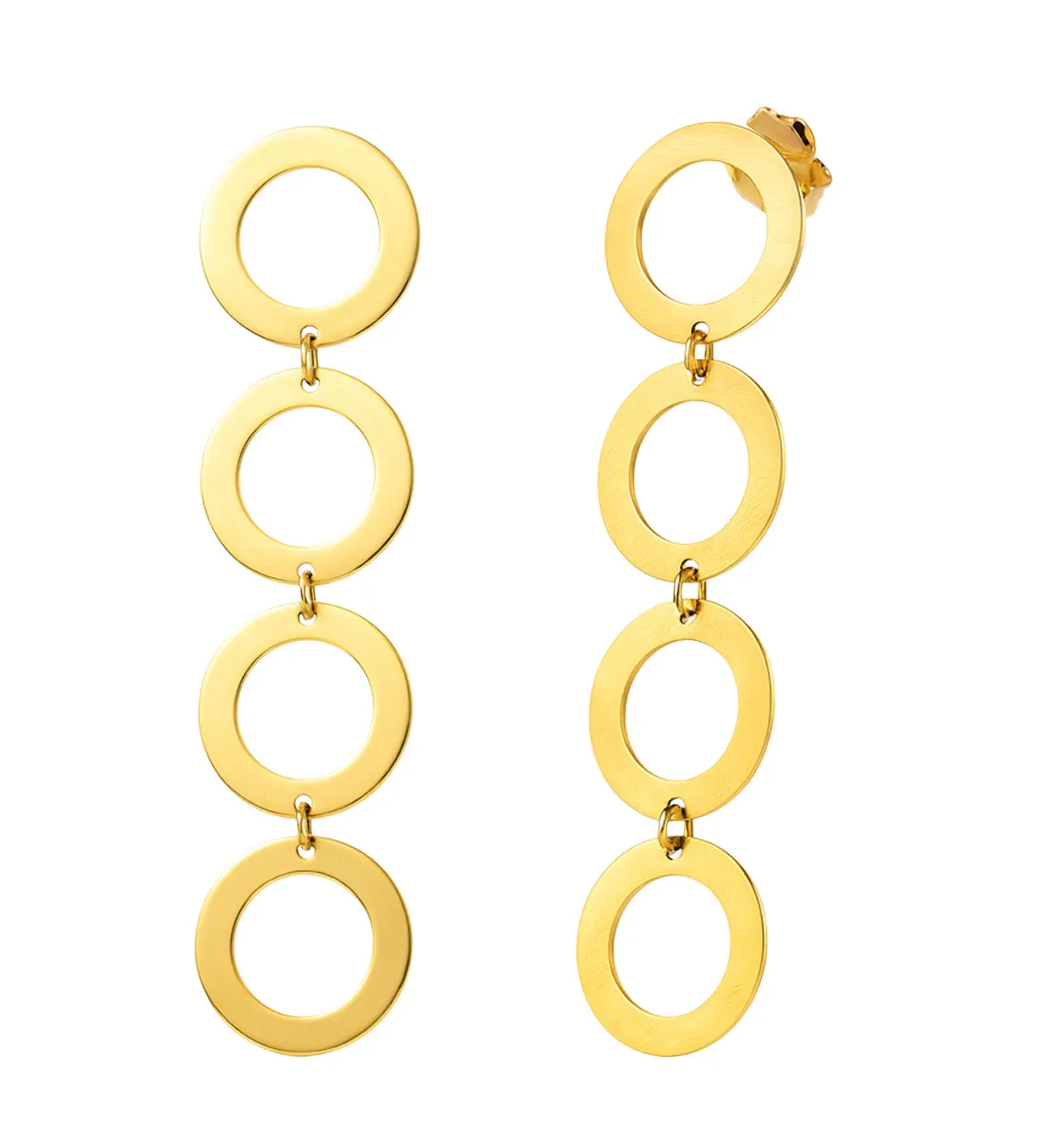 Pendientes de oro 18K Círculos 067_P000100170 pendientes de oro largos 4 circulos 067_P000100170